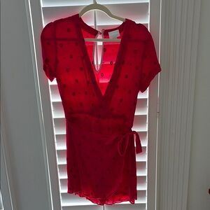 Anthropologie Hot Pink Faux Wrap Romper